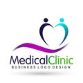 Globe world Medical health family care clinic people healthy life care logo design icon on white background Royalty Free Stock Photo