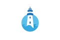 Creative lighthouse Circle Logo Design Vector Symbol Illustration Royalty Free Stock Photo