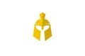 Creative Spartan Golden Helmet Logo Design Vector Symbol Illustration