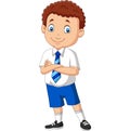 Cartoon school boy in uniform posing Royalty Free Stock Photo