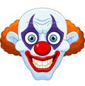 Cartoon scary clown head on white background