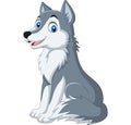 Cartoon wolf sitting on white background