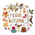 Card with autumn colorful elements