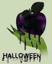 Happy halloween banner. Poisoned apple and witch