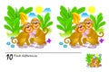 Logic puzzle game for children and adults. Need to find 10 differences. Printable page for kids brainteaser book.