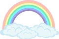 Flat pastel Rainbow with clouds Royalty Free Stock Photo