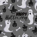 Horrible pattern with lovely ghosts Royalty Free Stock Photo