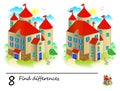 Find 8 differences. Logic puzzle game for children and adults. Printable page for kids brain teaser book. Royalty Free Stock Photo
