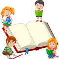 Group of children reading a books