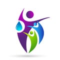 Water drop save water globe people  life care logo concept of water drop wellness symbol icon nature drops elements vector design Royalty Free Stock Photo