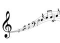 Music notes with scale and treble clef