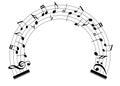 Curved music notes scale