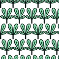 Seamless pattern young leaves seedlings on a white background.  Vector illustration Royalty Free Stock Photo