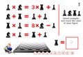 Logical puzzle game for children and adults. Can you solve examples? Count the value of chess figure.