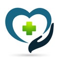 Medical healthy heart cross clinic people healthy life care logo design icon on white background