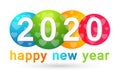 Happy New Year 2020 card and heart love concept colorful greeting text design in colored on white background Royalty Free Stock Photo