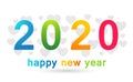 Happy New Year 2020 card and heart love concept colorful greeting text design in colored on white background Royalty Free Stock Photo