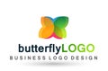 Butterfly colorful beauty spa lifestyle care relax yoga abstract wings logo icon on white background