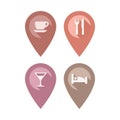 Location pin marker for cafe, bar, restaurant and hotel.