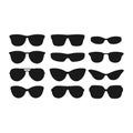 Sunglasses various black vector silhouette set.