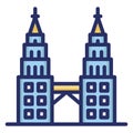 Kuala lumpur, malaysia landmark Isolated Vector Icon which can be easily modified or edit