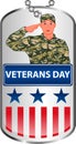 Military tag stamp of veterans day. Soldiers salute all who served the country