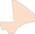 Map of the Mali with black contour lines