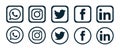 Set of popular social media logos icons Instagram Facebook Twitter Youtube WhatsApp pinterest linkedin element vector