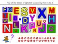 Find all the letters of alphabet successively from A to Z. Study ABC. Education in preschool. Royalty Free Stock Photo