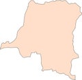 Map of Democratic republic of the Congo with black contour lines