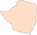 Map of Zimbabwe with black contour lines