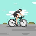 Man Riding bicycle on the road with fast speed vector illustration Royalty Free Stock Photo