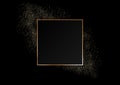 Elegant Golden Glitters and Square Frame in Black Background Royalty Free Stock Photo