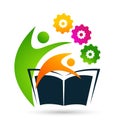 Globe world Education gear book logo circle shaped children school books kids icon Royalty Free Stock Photo