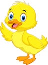 Cute duck cartoon waving Royalty Free Stock Photo