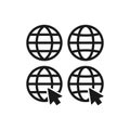 Website globe symbol with mouse arrow click.