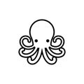 Octopus outline icon on the white background.