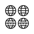 Website globe symbol with world wide web text.