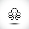 Octopus outline icon on the white background