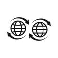 Website globe symbol with arrow.
