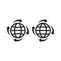 Website globe symbol with arrow.