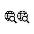 Website globe symbol with magnifying glass