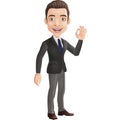 Cartoon businessman showing OKAY/OK sign