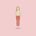 Cute woman standing poses isolated on background. Royalty Free Stock Photo