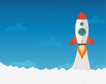 Rocket launch ship flat design Royalty Free Stock Photo