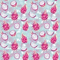Seamless pattern with Dragon Fruits