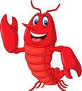 Cartoon lobster waving on white background Royalty Free Stock Photo