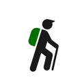 Hiker, mountaineer simple black vector icon.