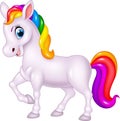 Cartoon rainbow horse isolated on white background