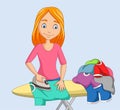 Young woman ironing clothes Royalty Free Stock Photo